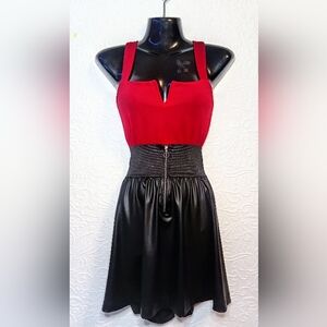 Red and Black Sleeveless Dress